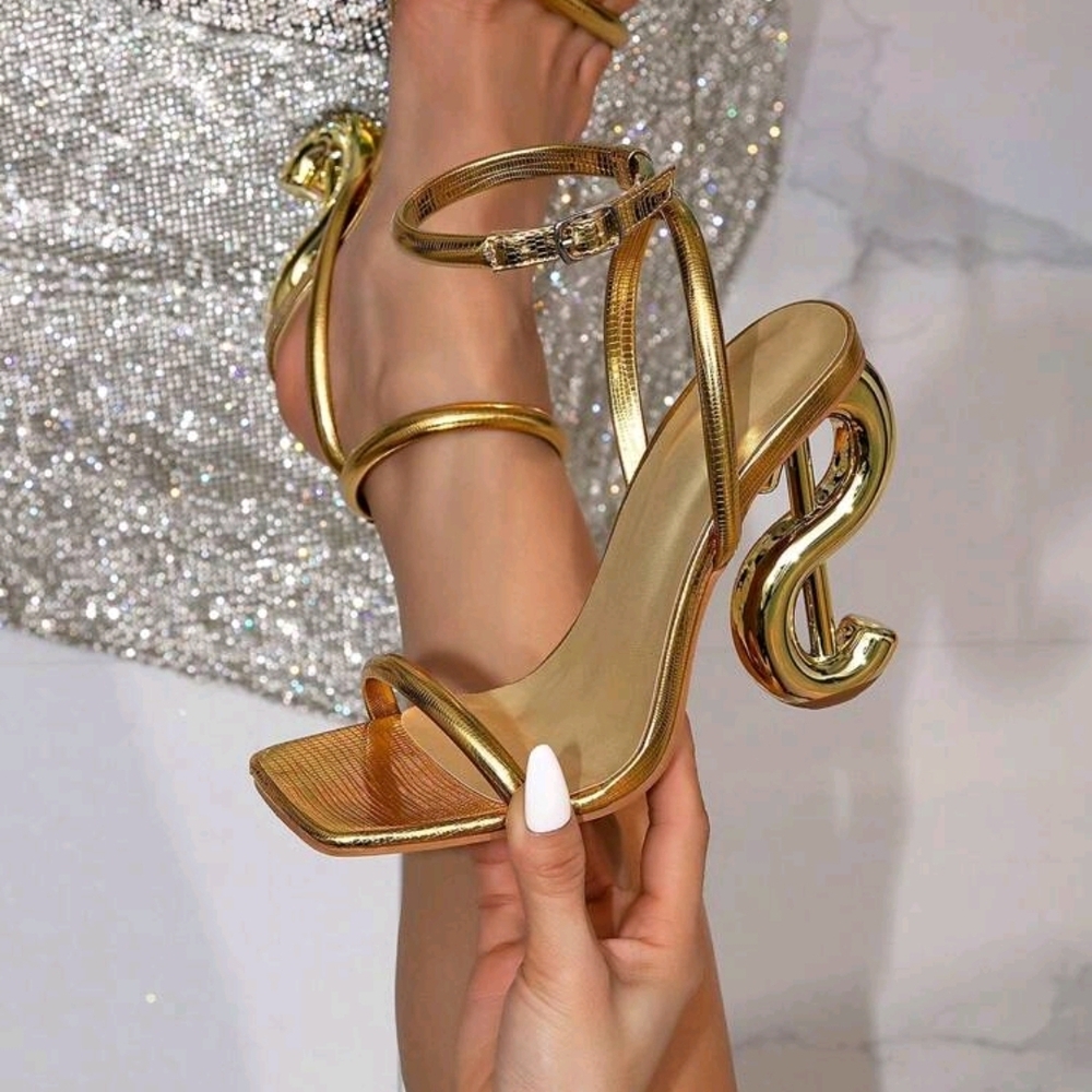 Elegant Gold Women's Heels - Picture 2 of 4
